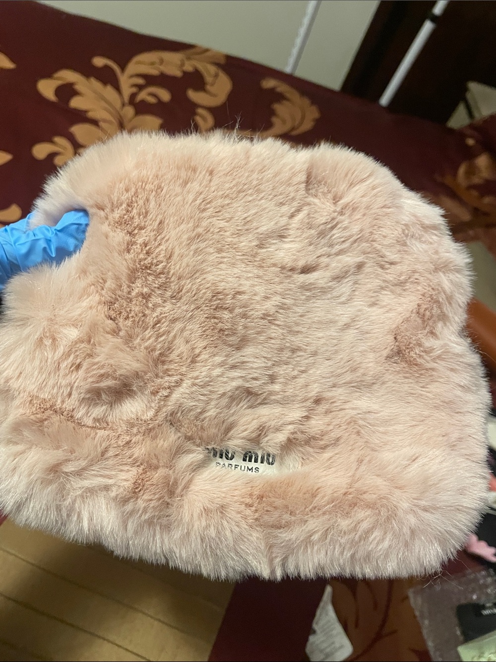 Miu Miu Blush Pink Faux Fur Cosmetic Pouch